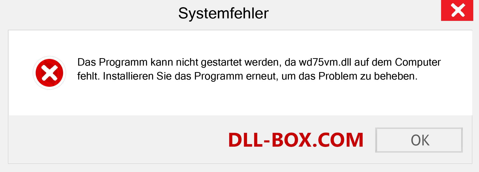 wd75vm.dll-Datei fehlt?. Download für Windows 7, 8, 10 - Fix wd75vm dll Missing Error unter Windows, Fotos, Bildern