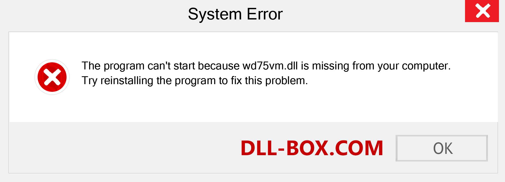  wd75vm.dll file is missing?. Download for Windows 7, 8, 10 - Fix  wd75vm dll Missing Error on Windows, photos, images